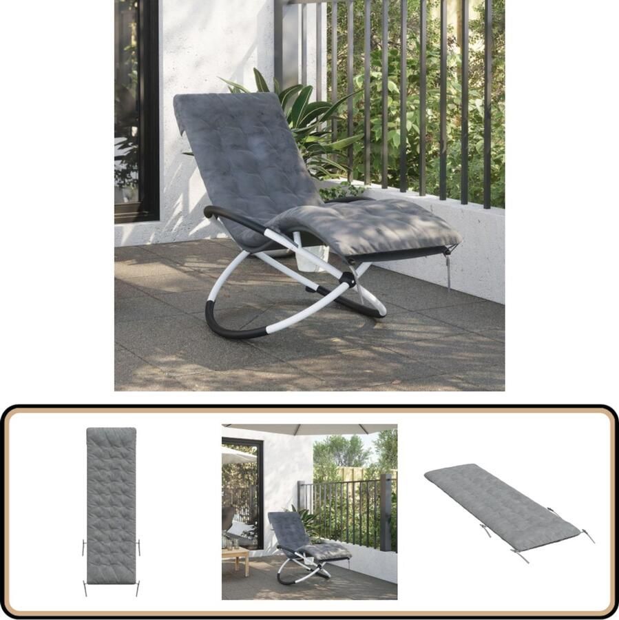 VidaXL Ligbedkussen 160x50x10 cm Kunstsuède Grijs Ligbedkussen Tuinstoel Lounge Stoel Outdoor Kussen Balkon Kussen