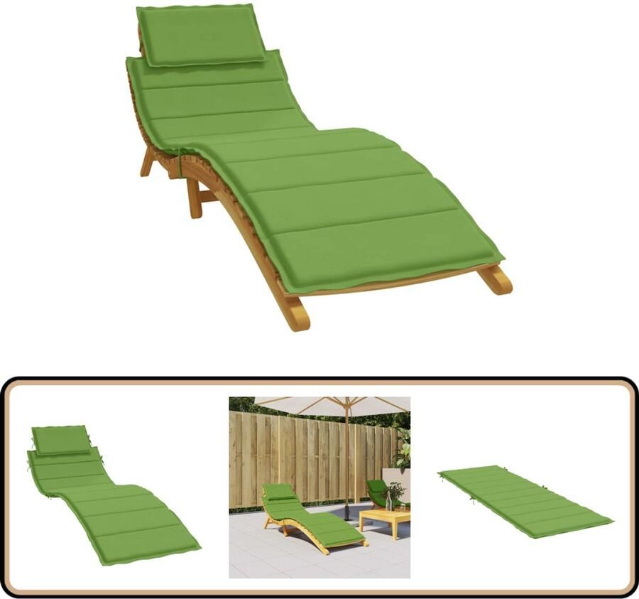 VidaXL Ligbedkussen 186x58x3 cm Gemêleerd Groen Ligbedkussen Tuinstoel Lounge Stoel Outdoor Kussen Balkon Kussen