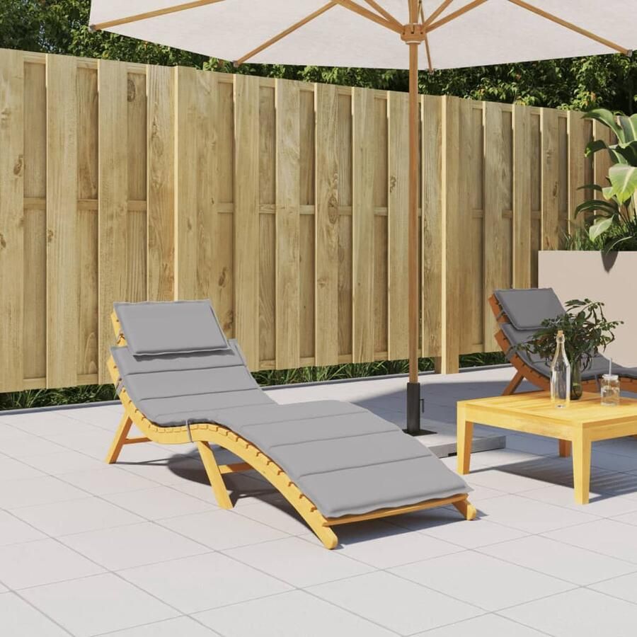 VidaXL Ligbedkussen 186x58x3 cm Grijs Ligbedkussentje Tuinstoel Kussen Lounge Kussen Outdoor Kussen Balkon Kussen Oxford Stof Waterdicht Kussen Antislip Kussen Grijze Kussen - Foto 2