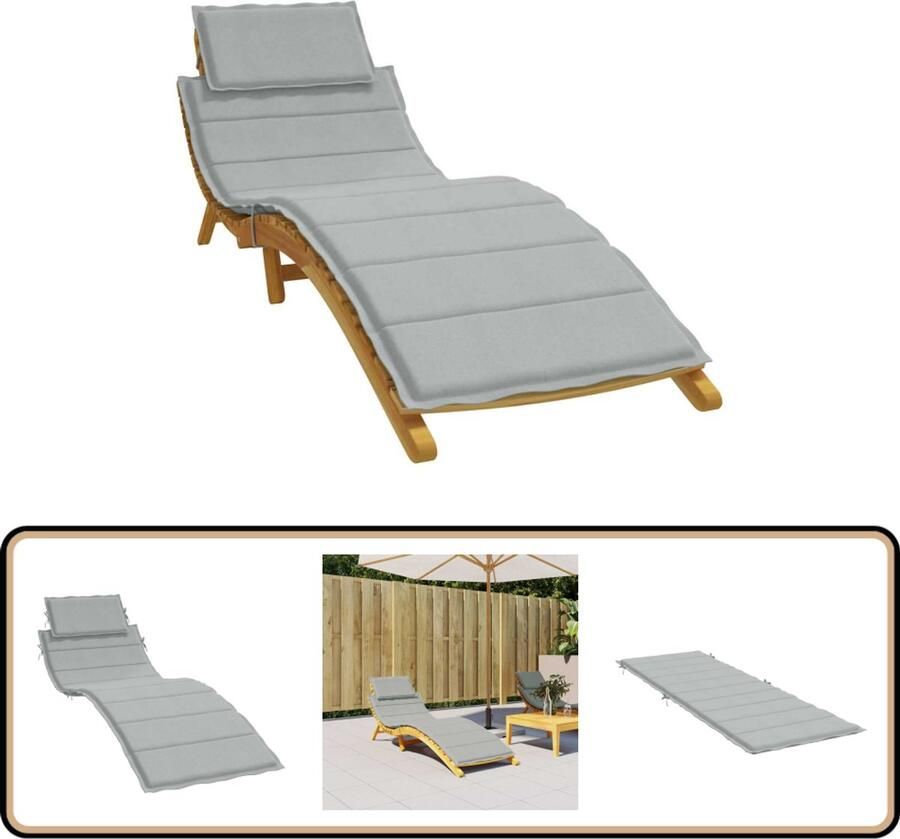 VidaXL Ligbedkussen 186x58x3 cm Lichtgrijs Ligbedkussen Tuinstoel Kussen Loungekussen Outdoor Kussen Balkon Kussen