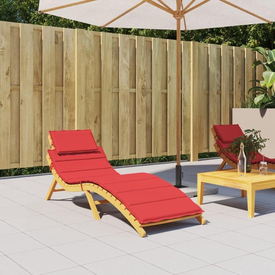 VidaXL Ligbedkussen 186x58x3 cm Rood Ligbedkussent Tuinstoel Kussen Lounge Kussen Outdoor Kussen Waterafstotend Kussen Rood Kussen Oxford Stofkussen - Foto 2