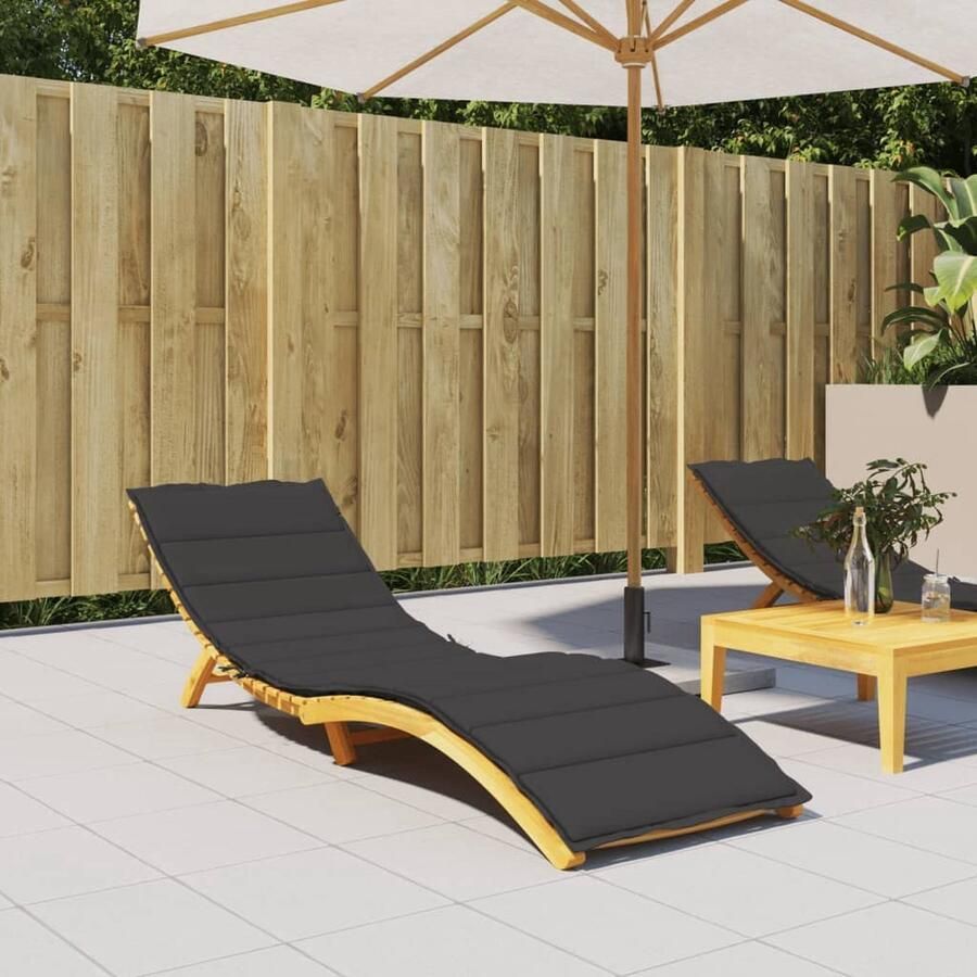 VidaXL Ligbedkussen 200x50x3 cm Zwart Oxford Stof Ligbedkussent Oxford Stof Waterdicht Loungekussen Tuinkussen Balkon Kussen Outdoor Kussen Zitzak - Foto 2