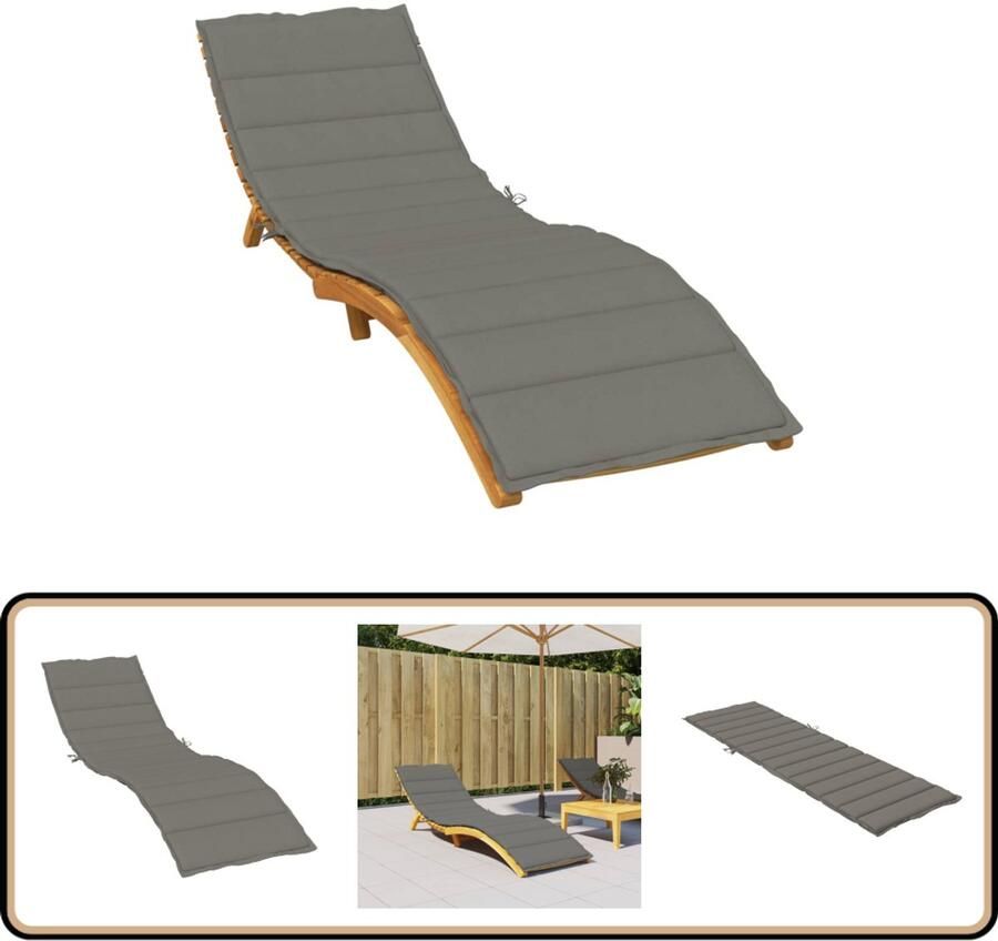 VidaXL Ligbedkussen 200x50x4 cm GemÃªleerd Donkergrijs Ligbedkussen Tuinstoel Lounge Stoel Outdoor Kussen Balkon Kussen