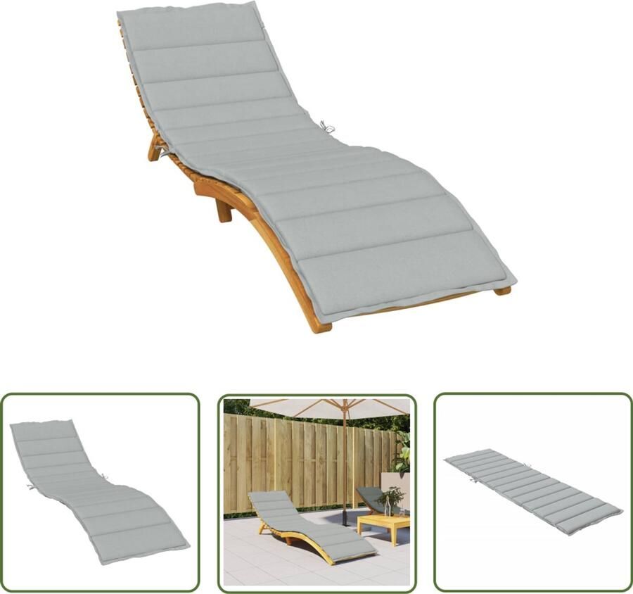 VidaXL Ligbedkussen 200x50x4 cm GemÃªleerd Grijs Ligbedkussen Tuinstoel Loungekussen Outdoor Kussen Patio Kussen