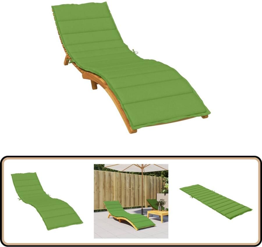 VidaXL Ligbedkussen 200x50x4 cm GemÃªleerd Groen Ligbedkussen Tuinstoel Kussen Lounge Kussen Buitenkussen Balkon Kussen