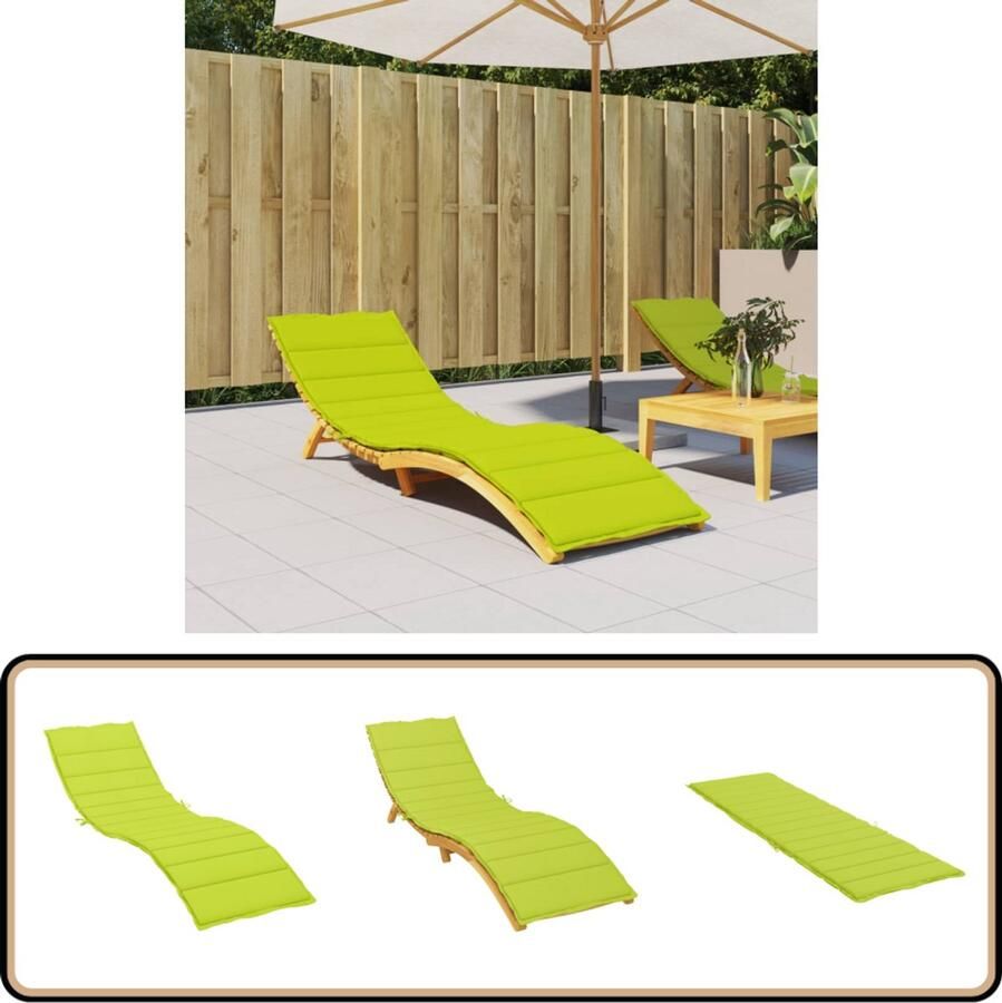VidaXL Ligbedkussen 200x60x3 cm Oxford Stof Heldergroen Ligbedkussentje Tuinstoel Kussen Lounge Kussen Outdoor Kussen Balkon Kussen Comfort Kussen Groene Kussen Oxford Stofkussen