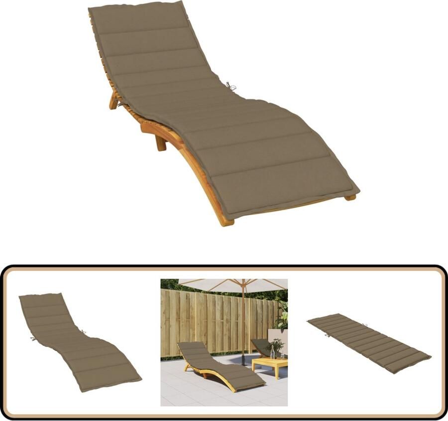 VidaXL Ligbedkussen 200x60x4 cm GemÃªleerd Taupe Ligbedkussen Tuinstoel Kussen Lounge Kussen Outdoor Kussen Stofkussen