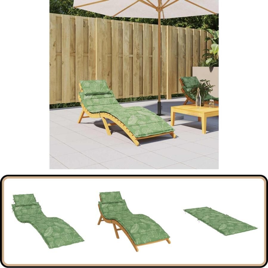 VidaXL Ligbedkussen Bladpatroon Oxford stof Ligbedkussent Tuinstoel Kussen Lounge Kussen Outdoor Kussen Watervast Kussen Oxford Stof Groen Kussen Comfort Kussen