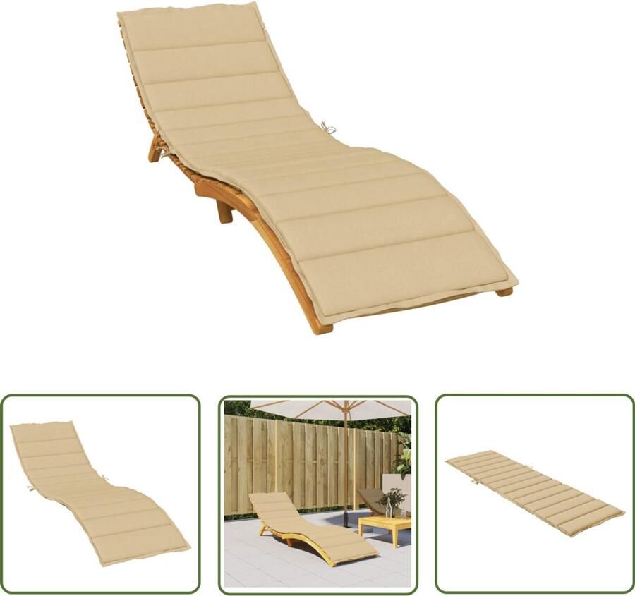 VidaXL Ligbedkussen gemêleerd beige 200x60x4 cm Ligbedkussen Tuinstoel Loungekussen Outdoor Kussen Patio Kussen