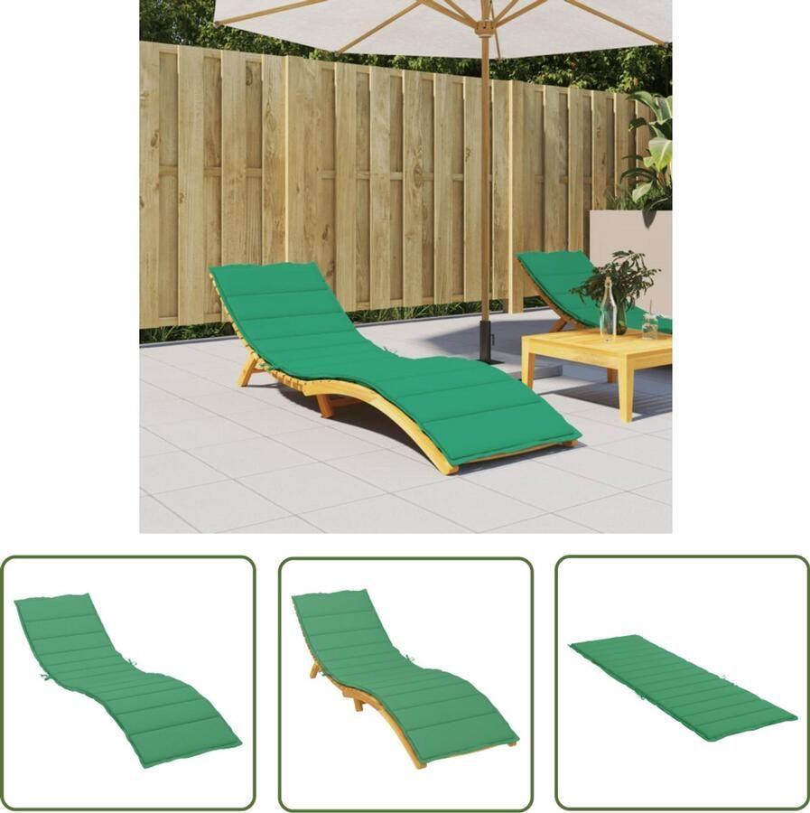VidaXL Ligbedkussen Groen 200x60x3 cm Ligbedkussent Tuinstoel Kussen Lounge Kussen Outdoor Kussen Oxford Stofkussen Waterafstotend Kussen Groen Kussen