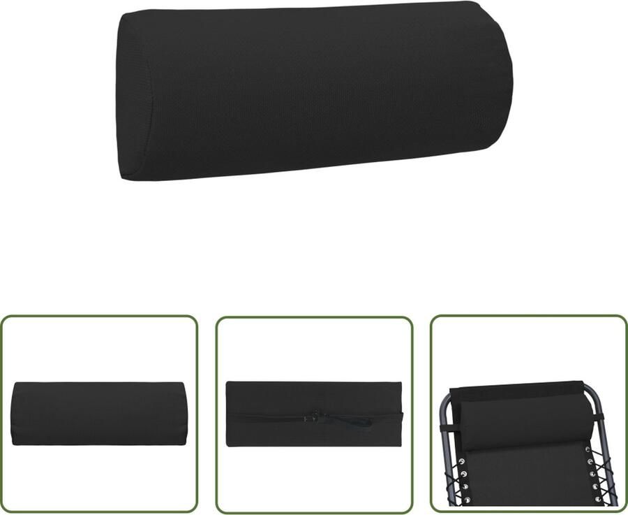 The Living Store Hoofdsteun voor ligstoel 40x7 5x15 cm textileen zwart Tuinstoel Ligstoel Hoofdsteun Textiel Zwart