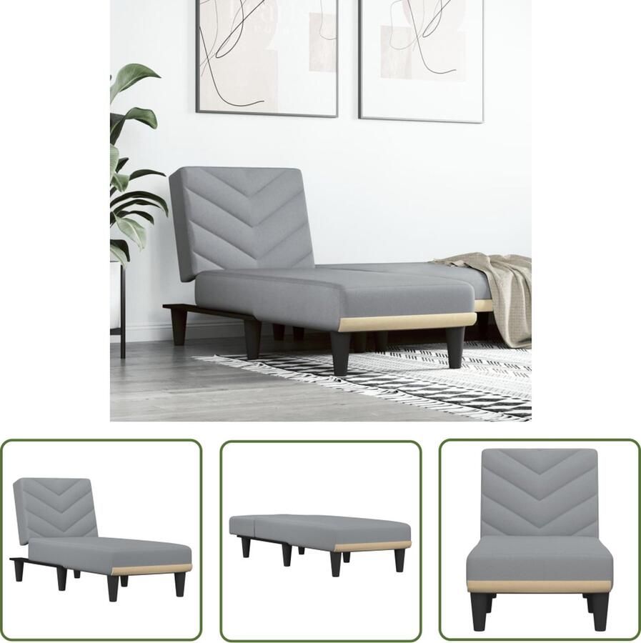 The Living Store Chaise Longue Verstelbaar Lichtgrijs 55x140x70cm Ademende Stof Multiplex Verstelbare Chaise Lounge Ligstoelen Loungestoel Relaxfauteuil Fauteuil - Foto 3