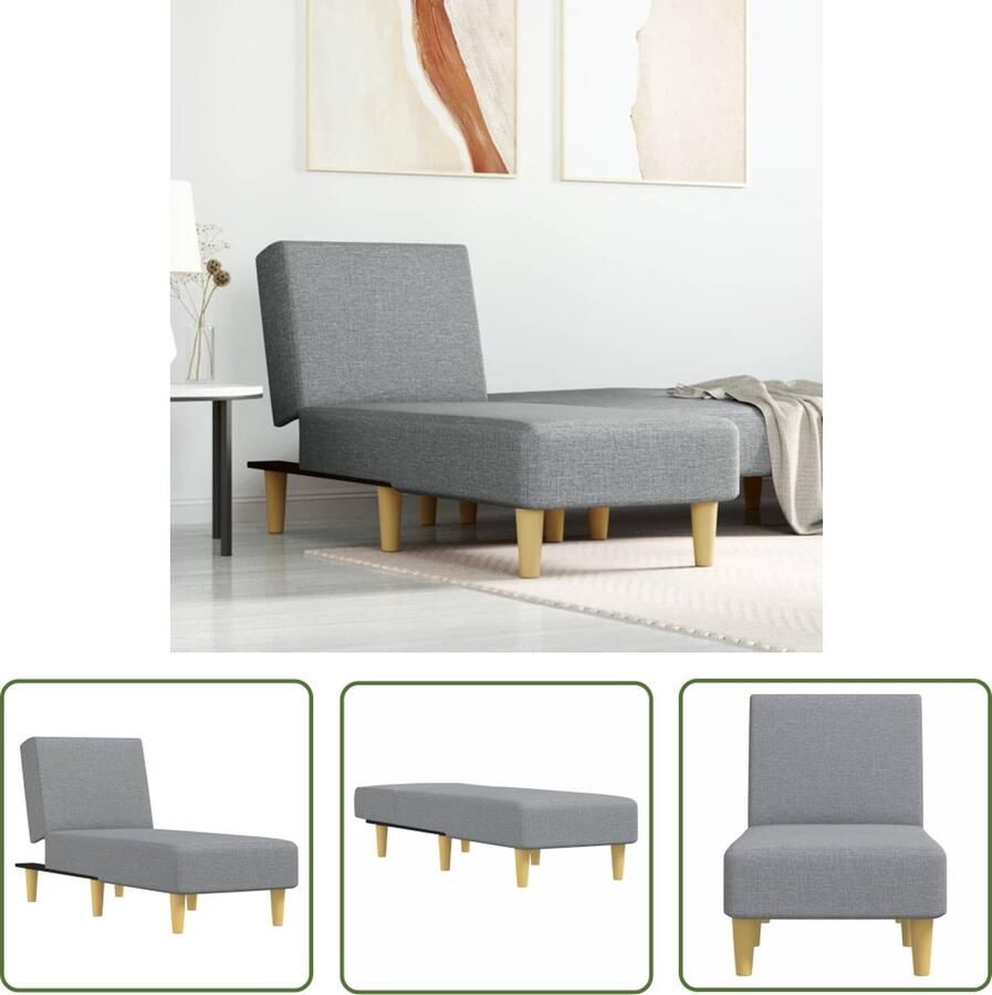 The Living Store verstelbare chaise longue lichtgrijs 55 x 140 x 70 cm multifunctioneel Verstelbare Chaise Lounge Ligstoelen Relaxfauteuil Loungestoel Fauteuil - Foto 2