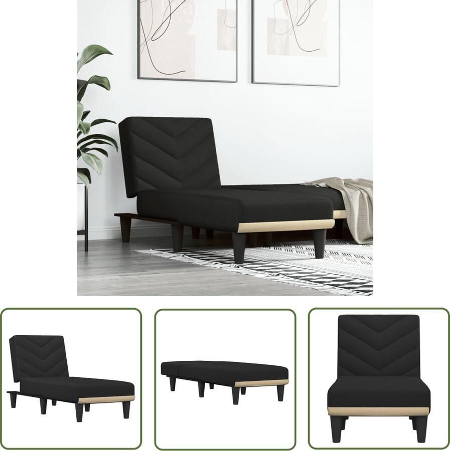The Living Store Verstelbare Chaise Longue Multifunctioneel 55x140x70 cm Zwart Verstelbare Chaise Lounge Ligstoelen Relaxfauteuil Loungestoel Zwarte Chaise Lounge - Foto 2
