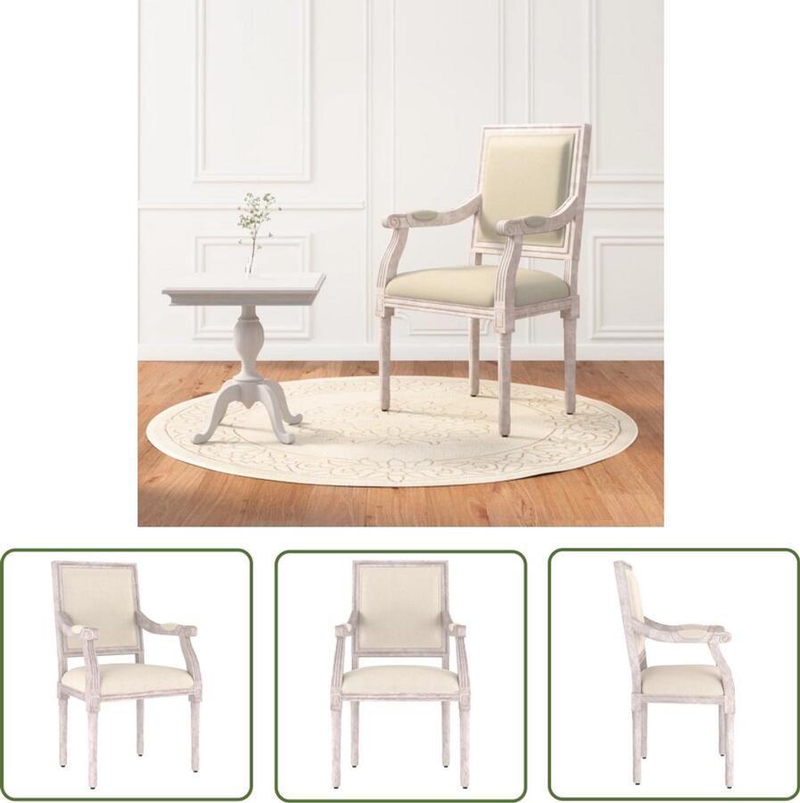 The Living Store Fauteuil 54x59x99 cm linnen Fauteuil Frans Design Vintage Style Linnen Look Comfortabele Stoel