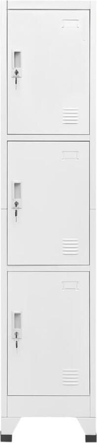 VidaXL Lockerkast 3 Vakken Staal Grijs Lockerkast Staalkast Industrieel Design Bergruimte Lockers Garderobe Kantooropslag Sportopslag Metalen Kast