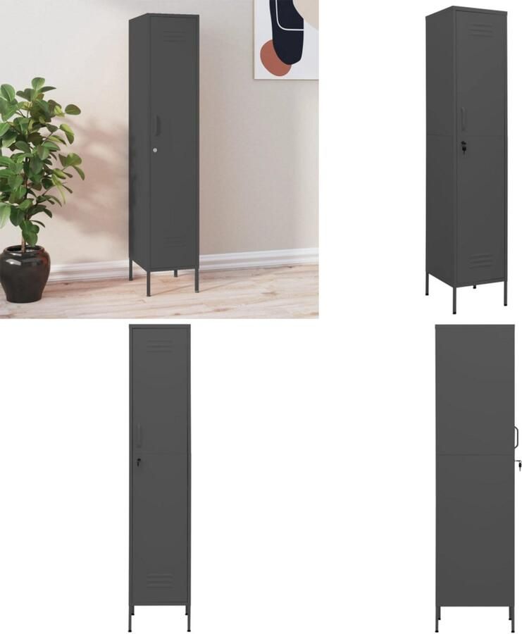 VidaXL Lockerkast 35x46x180 cm staal antracietkleurig Lockerkast Lockerkasten Locker Kast Locker Kasten