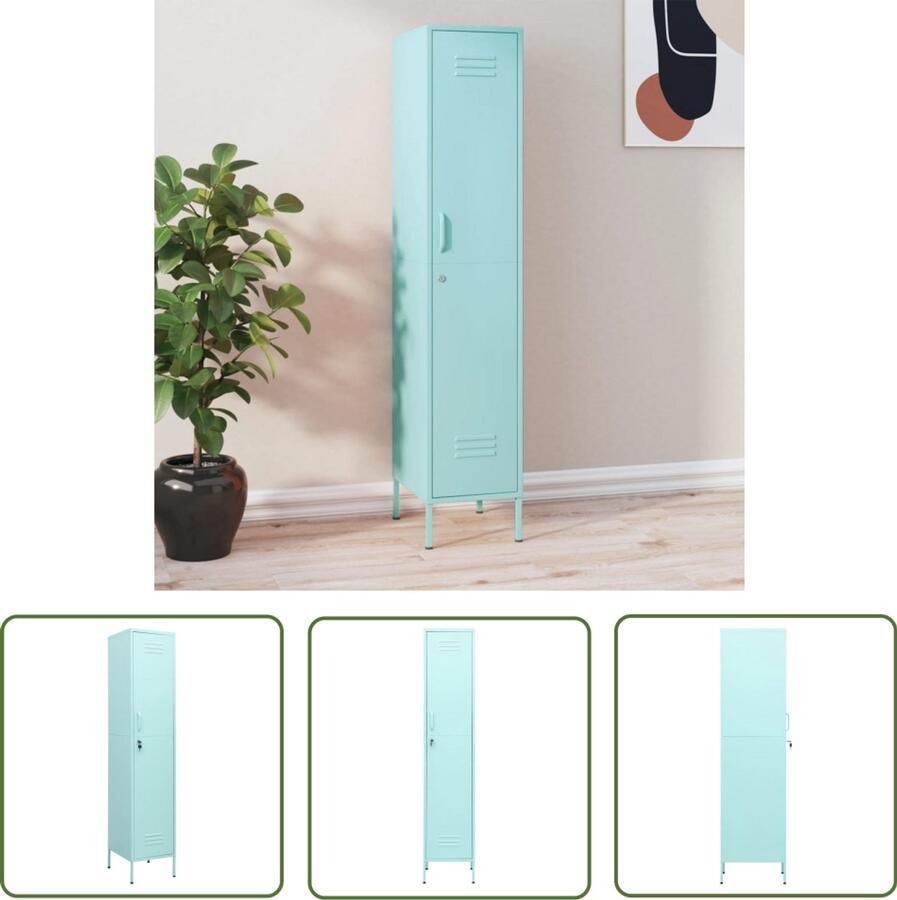 VidaXL Lockerkast 35x46x180 cm Staal Mint Lockerkast Metalen Kast Opslagkast Kantooraccessoires Bergruimte Organisatie Stijlvolle Kast Groene Kast