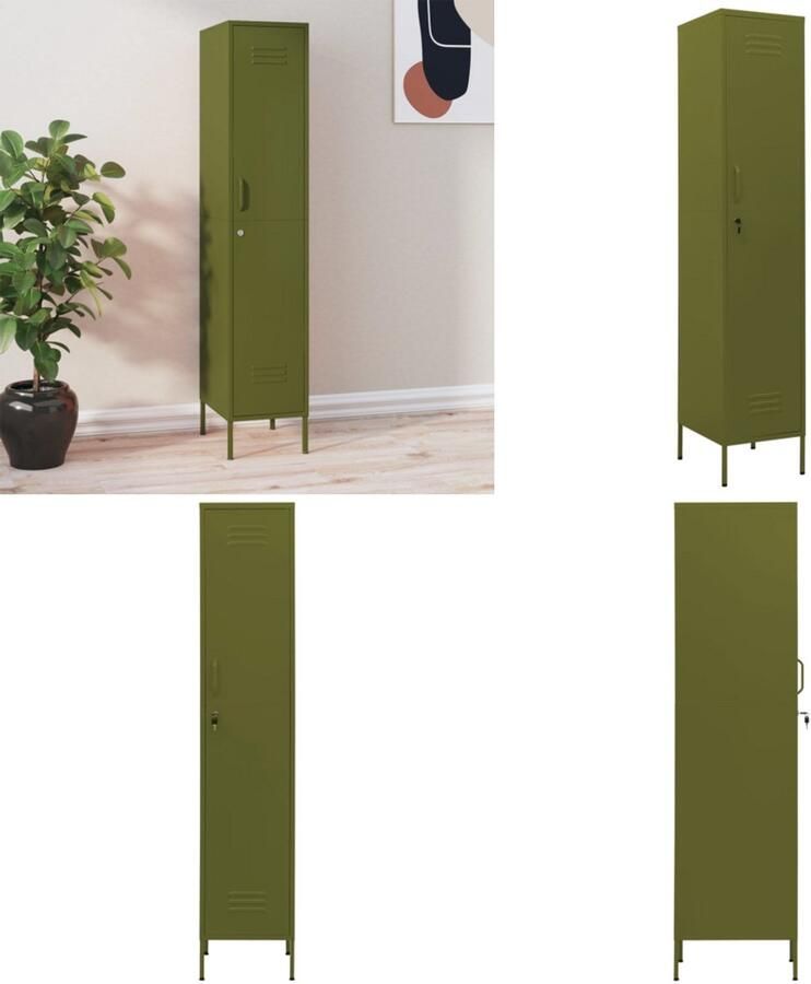 VidaXL Lockerkast 35x46x180 cm staal olijfgroen Lockerkast Lockerkasten Locker Kast Locker Kasten