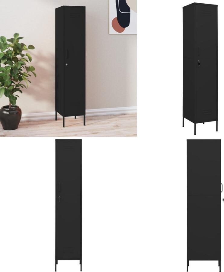VidaXL Lockerkast 35x46x180 cm staal zwart Lockerkast Lockerkasten Locker Kast Locker Kasten