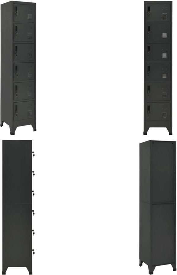 The Living Store Lockerkast 38x40x180 cm staal antracietkleurig Lockerkast Opslagruimte Kantoor School Metaalkast - Foto 2