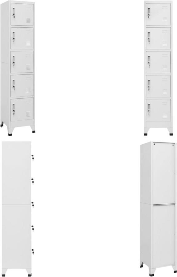 VidaXL Lockerkast 38x40x180 cm staal lichtgrijs Lockerkast Lockerkasten Opbergkast Kast
