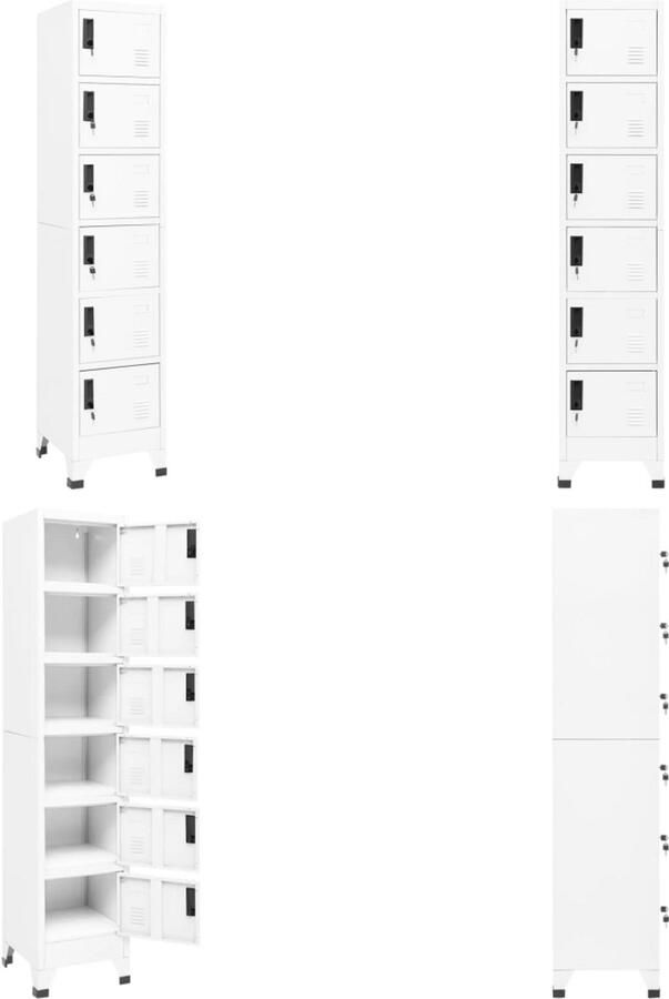 VidaXL Lockerkast 38x40x180 cm staal wit Lockerkast Lockerkasten Opbergkast Kast