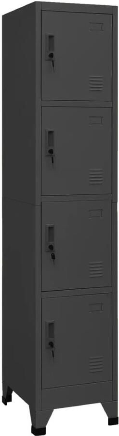 VidaXL Lockerkast 38x45x180 cm staal antracietkleurig Lockerkast Lockerkasten Opbergkast Kast