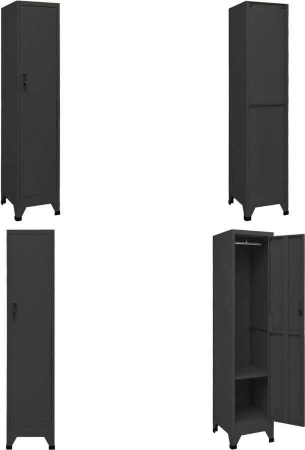 VidaXL Lockerkast 38x45x180 cm staal antracietkleurig Lockerkast Lockerkasten Opbergkast Kast