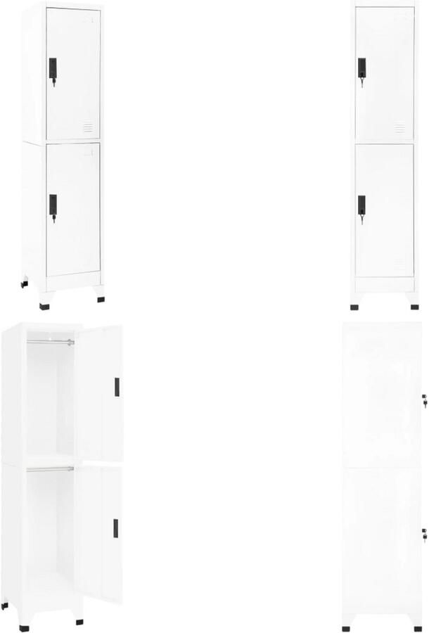 VidaXL Lockerkast 38x45x180 cm staal wit Lockerkast Lockerkasten Opbergkast Kast