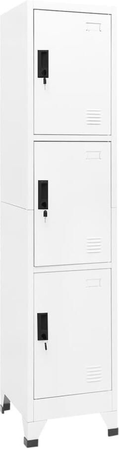 VidaXL Lockerkast 38x45x180 cm staal wit Lockerkast Opbergkast Staalkasten Witte Lockerkast Bureauopslag School Lockers