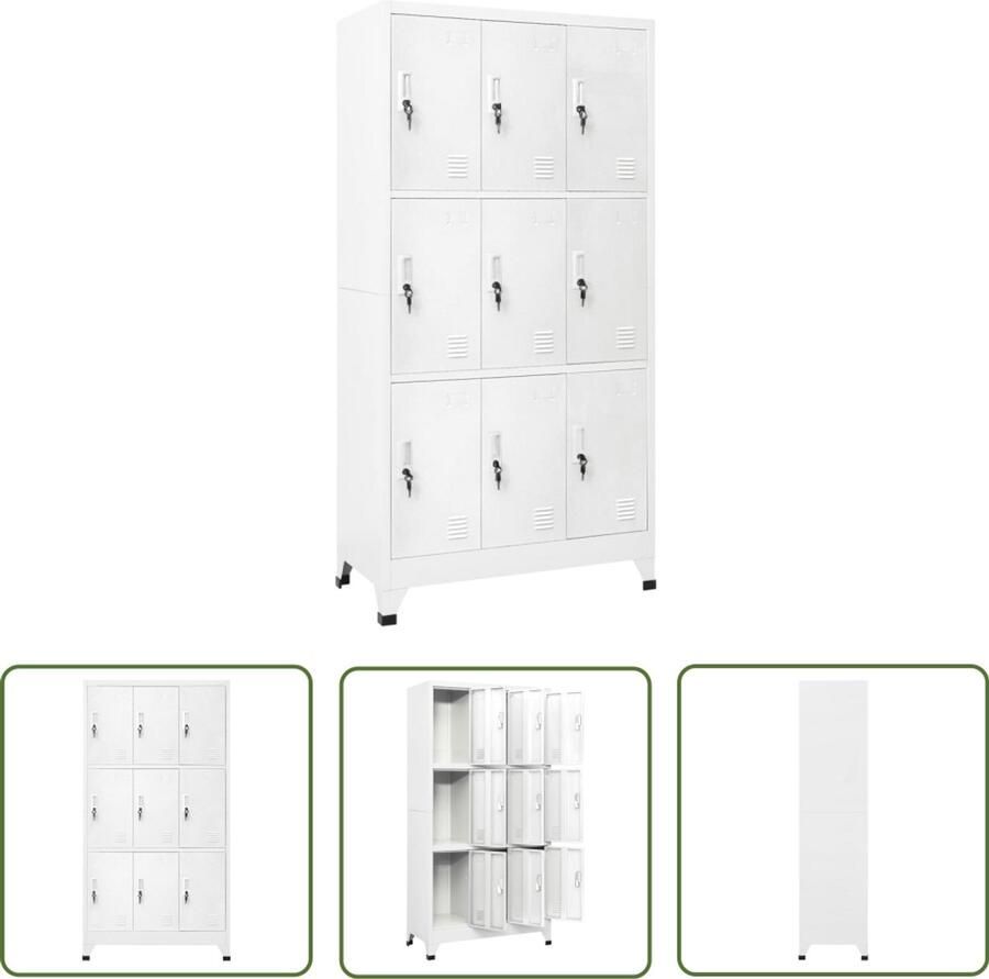 VidaXL Lockerkast 9 Vakken Staal 90x45x180 cm Grijs Lockerkast Metalen Lockerkast Industriële Lockerkast Grijs Lockerkast 9 Vakken Staal Lockerkast
