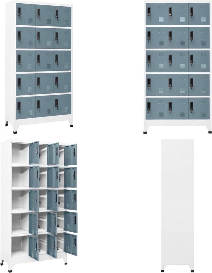 VidaXL Lockerkast 90x40x180 cm staal lichtgrijs en donkergrijs Lockerkast Lockerkasten Opbergkast Kast