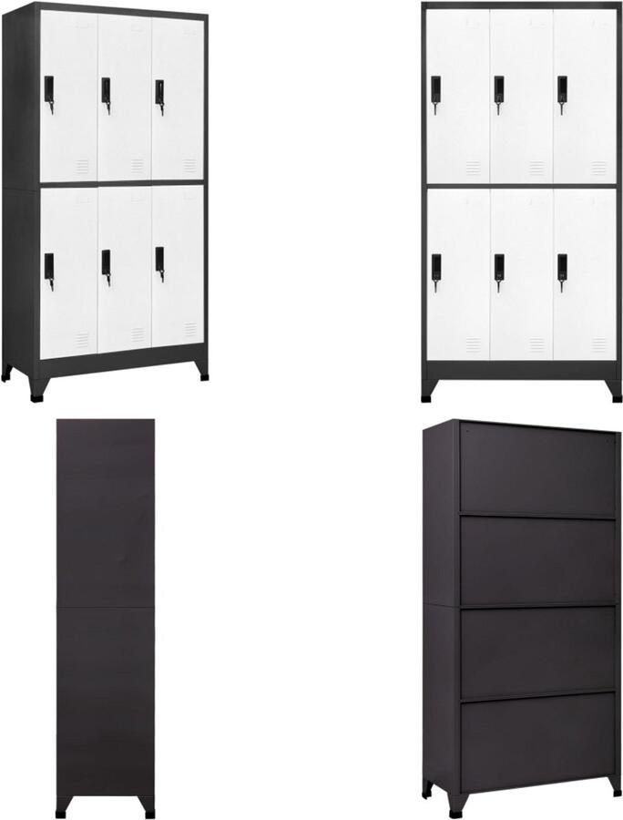 VidaXL Lockerkast 90x45x180 cm staal antracietkleurig en wit Lockerkast Lockerkasten Opbergkast Kast
