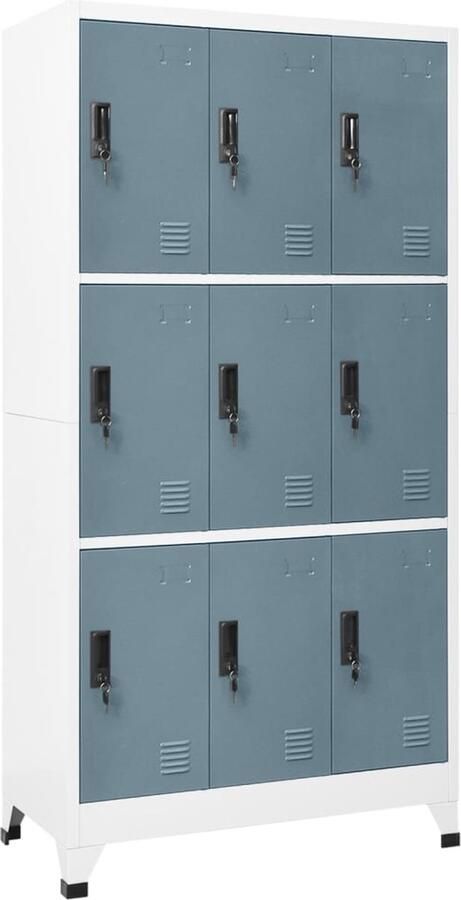 VidaXL Lockerkast 90x45x180 cm Staal Grijs Lockerkast Opbergkast Kantooropslag School Lockers Metalen Kast Grijze Kast Afsluitelijke Kast - Foto 2