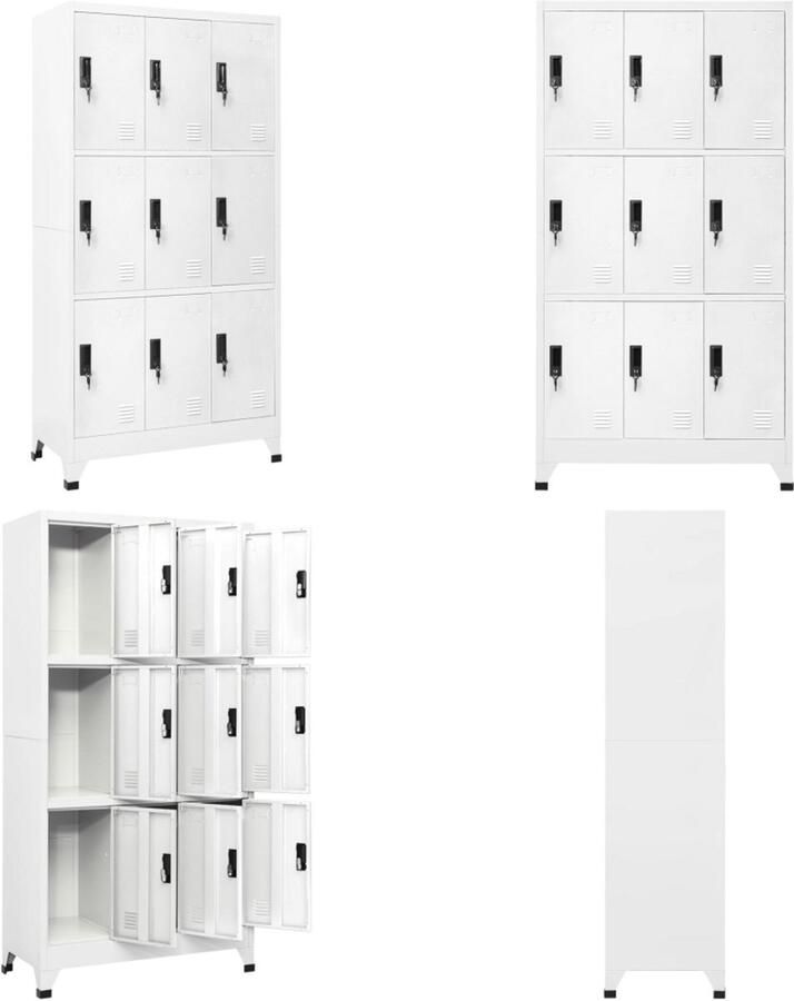 VidaXL Lockerkast 90x45x180 cm staal wit Lockerkast Lockerkasten Opbergkast Kast