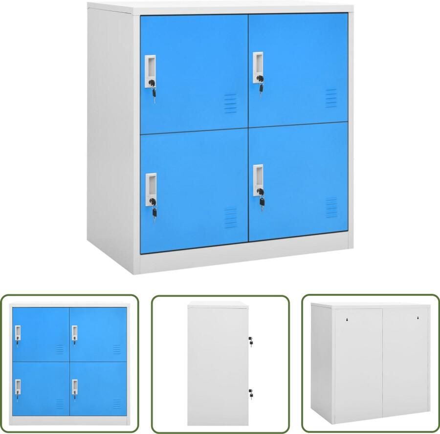 VidaXL Lockerkast 90x45x92 5 cm Staal Lichtgrijs Blauw Locker Kast Opbergkast Kantoor Meubilair Metalen Kast Grijze Kast