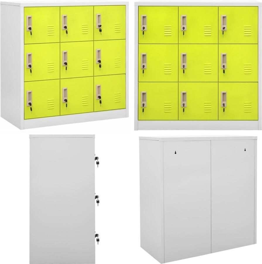 VidaXL Lockerkast 90x45x92 5 cm staal lichtgrijs en groen Lockerkast Lockerkasten Locker Kast Locker Kasten