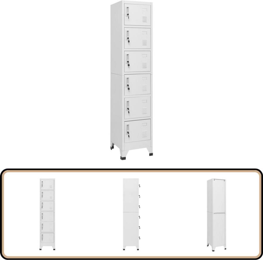 VidaXL Lockerkast Lichtgrijs Staal 38x40x180 cm Lockerkast Opbergkast Kantooropslag School Lockers Metalen Kast
