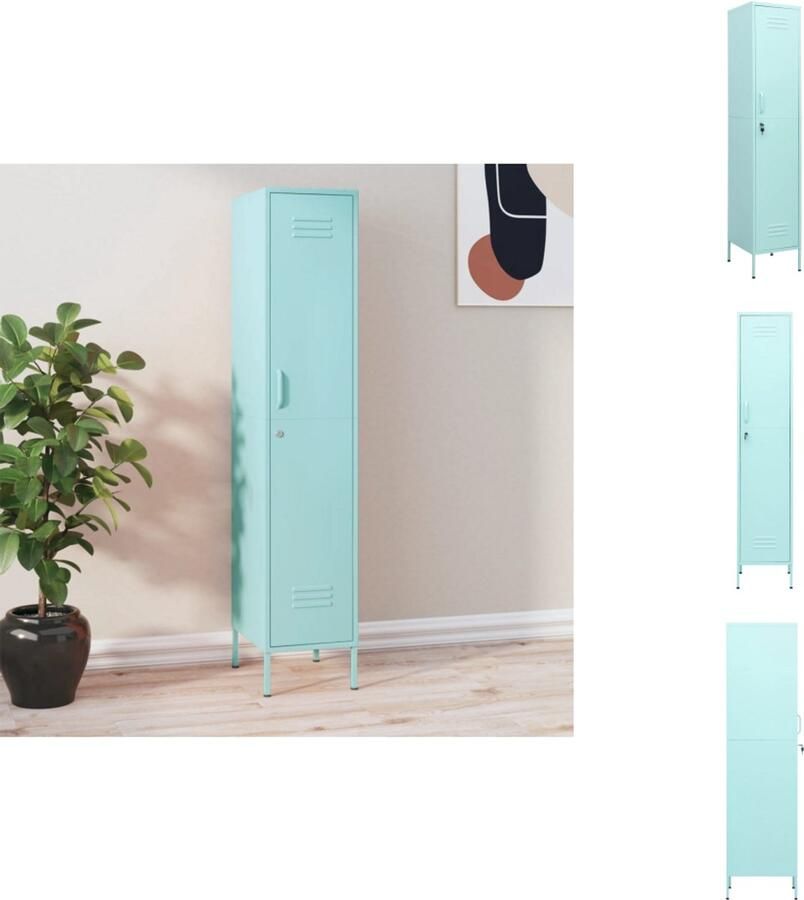 VidaXL Lockerkast Lockerkasten Locker Kast Locker Kasten Lockerkast 35x46x180 cm staal mint