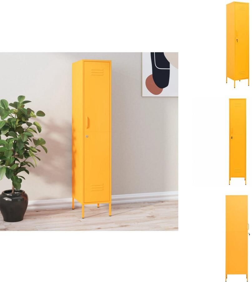VidaXL Lockerkast Lockerkasten Locker Kast Locker Kasten Lockerkast 35x46x180 cm staal mosterdgeel