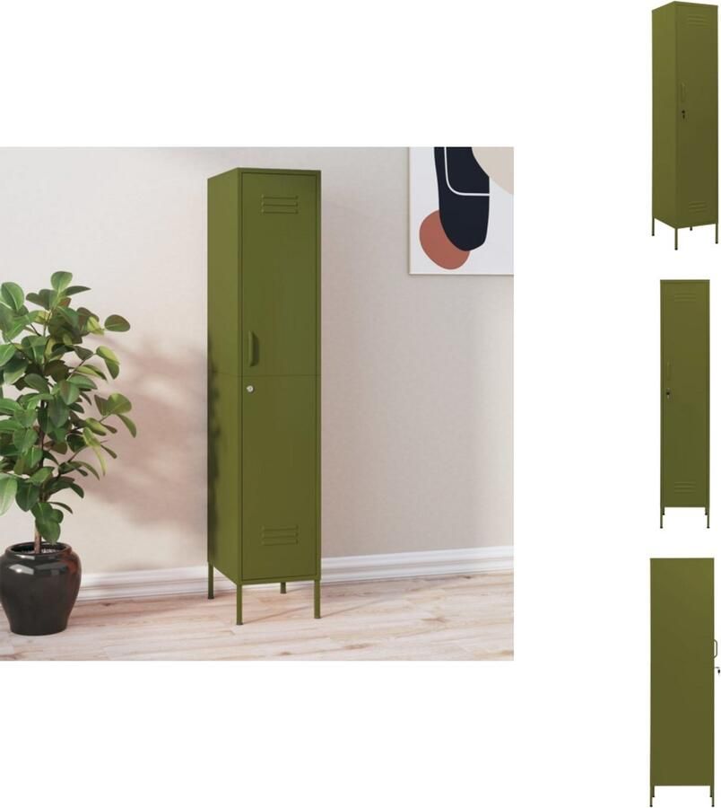 VidaXL Lockerkast Lockerkasten Locker Kast Locker Kasten Lockerkast 35x46x180 cm staal olijfgroen