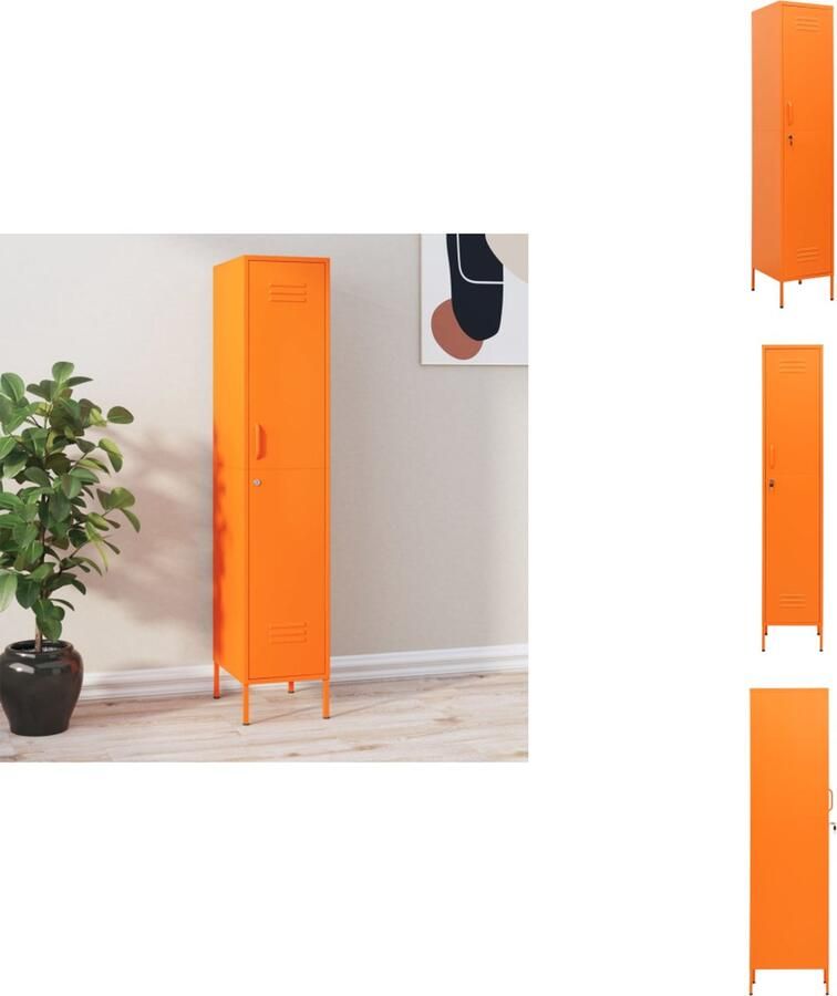 VidaXL Lockerkast Lockerkasten Locker Kast Locker Kasten Lockerkast 35x46x180 cm staal oranje - Foto 2