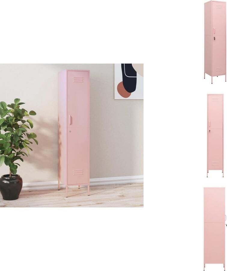 VidaXL Lockerkast Lockerkasten Locker Kast Locker Kasten Lockerkast 35x46x180 cm staal roze