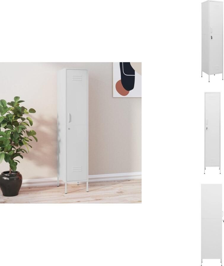 VidaXL Lockerkast Lockerkasten Locker Kast Locker Kasten Lockerkast 35x46x180 cm staal wit - Foto 2