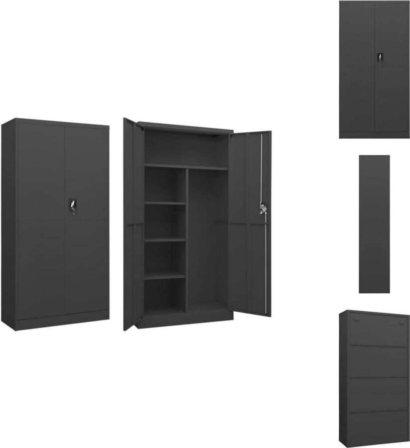 VidaXL Lockerkast Lockerkasten Locker Kast Locker Kasten Lockerkast 90x40x180 cm staal antracietkleurig