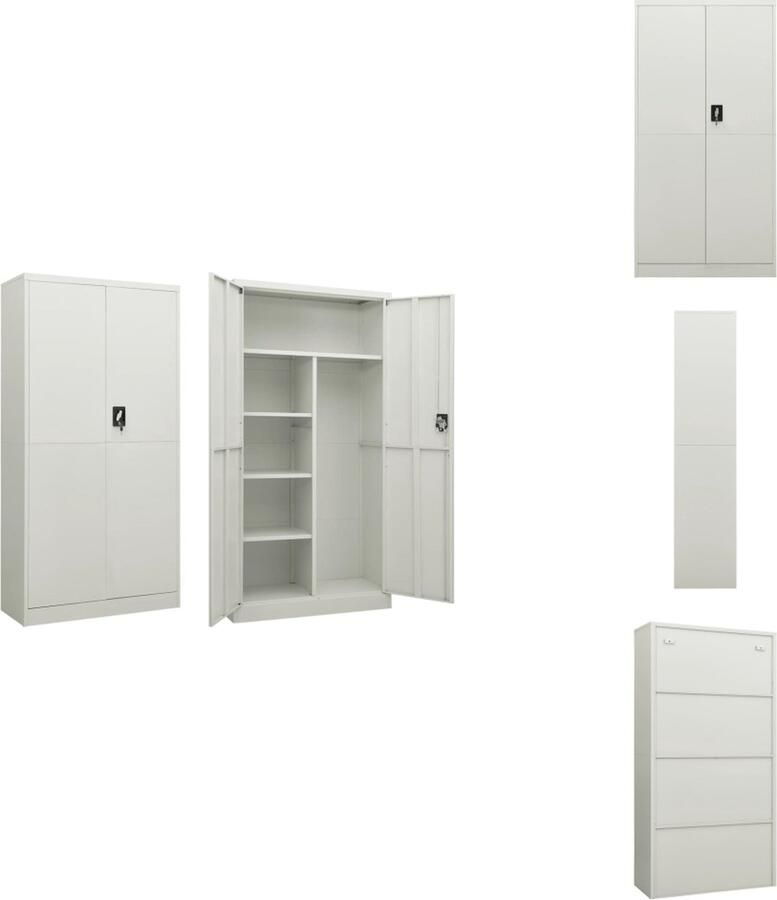 VidaXL Lockerkast Lockerkasten Locker Kast Locker Kasten Lockerkast 90x40x180 cm staal lichtgrijs - Foto 2