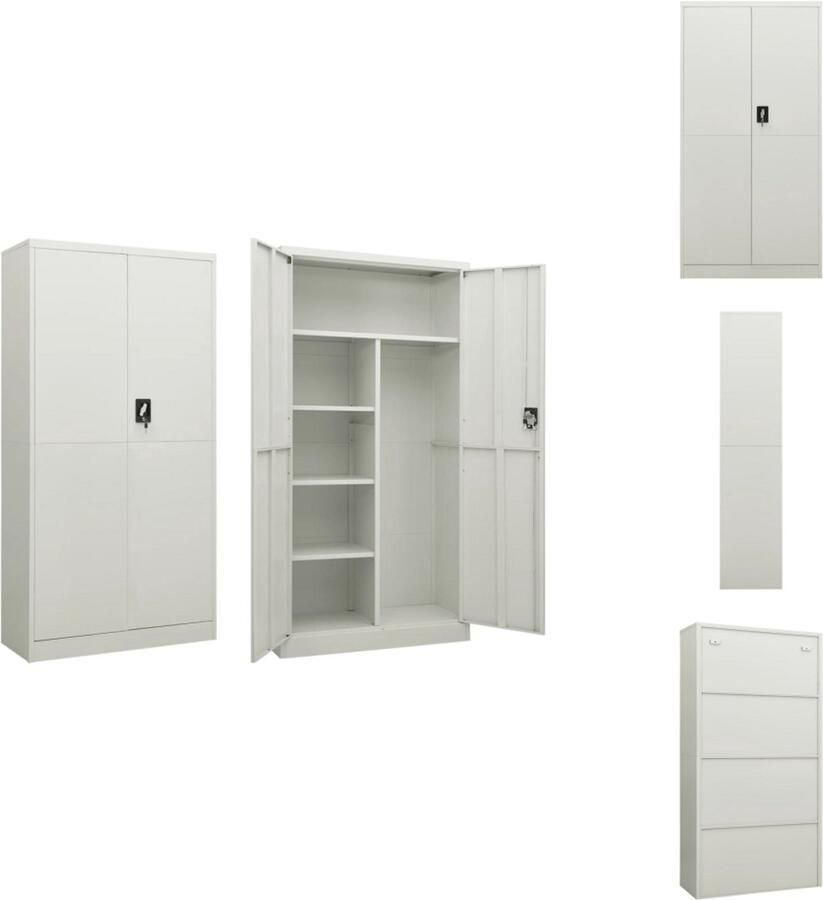 VidaXL Lockerkast Lockerkasten Locker Kast Locker Kasten Lockerkast 90x40x180 cm staal lichtgrijs