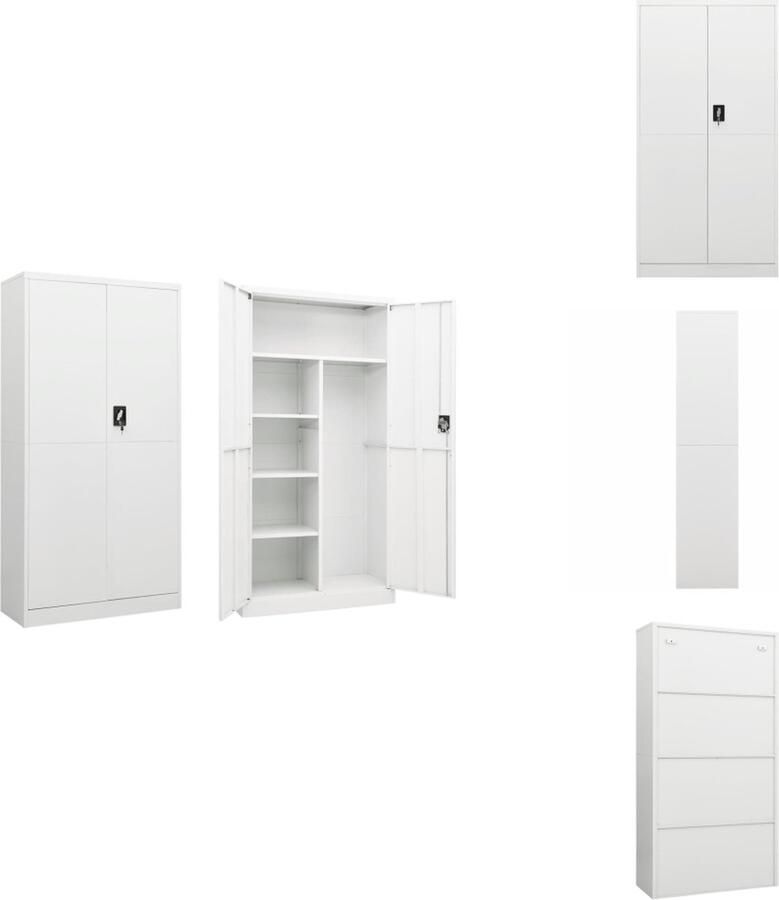 VidaXL Lockerkast Lockerkasten Locker Kast Locker Kasten Lockerkast 90x40x180 cm staal wit - Foto 2