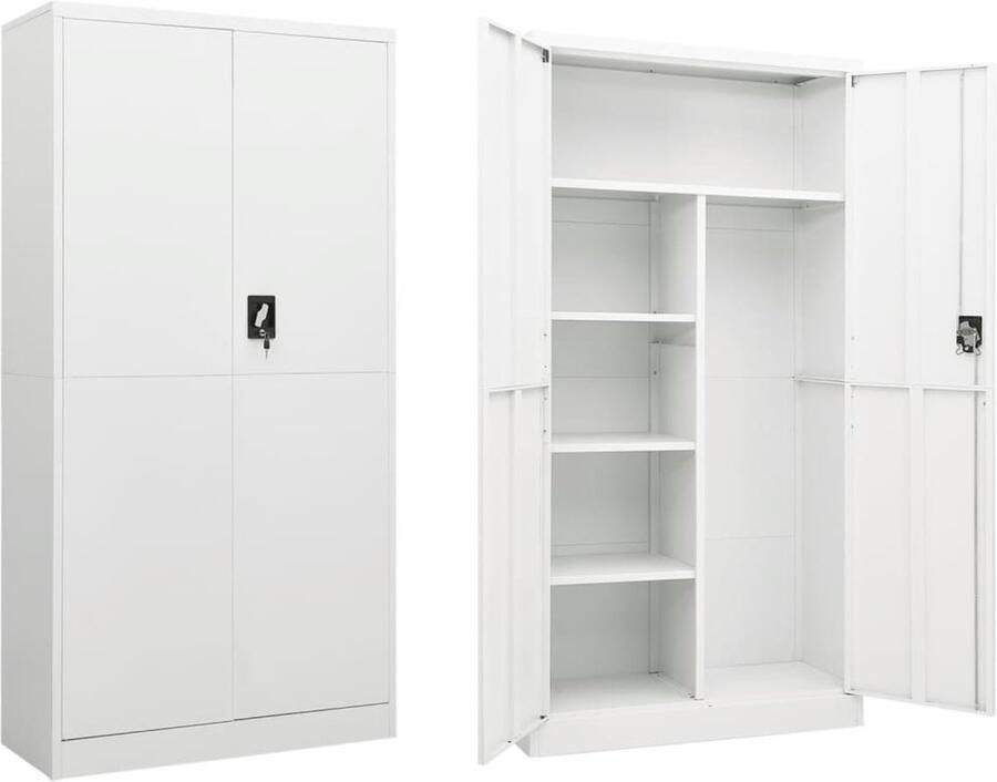 VidaXL Lockerkast Lockerkasten Locker Kast Locker Kasten Lockerkast 90x40x180 cm staal wit